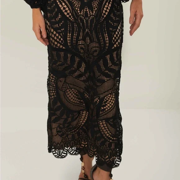 NWT Farm Rio Black Nature Guipure Midi Dress - XL - Picture 4 of 5